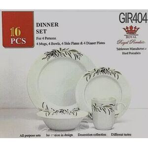 Royal 16pc Dinner Set White Porcelain Round Dining Plates Bowls Dinnerware Tableware Royal 16pc Dinner Set White Porcelain Round Dining Plates Bowls Dinnerware Tableware