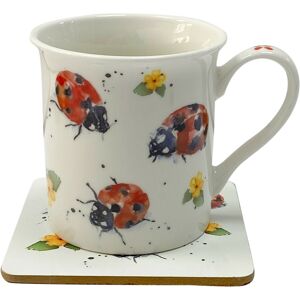 Lesser And Pavey Set Of 4 Leonardo Fine China Large Mug & Coaster Gift Set Country Ladybird Theme Lesser And Pavey Set Of 4 Leonardo Fine China Large Mug & Coaster Gift Set Country Ladybird Theme