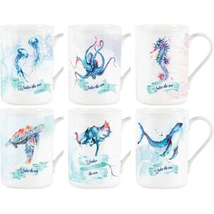 Purely Home Under The Sea Mugs Set - Sea Life Aquarium Bone China Gift Cups Set Of 6 Purely Home Under The Sea Mugs Set - Sea Life Aquarium Bone China Gift Cups Set Of 6