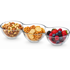 Luxe Crystallin Snack Bowl Serving 2/3 Section Divided Dip Dish Party Nibbles Luxe Crystallin Snack Bowl Serving 2/3 Section Divided Dip Dish Party Nibbles