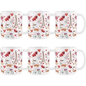 Purely Home Paris Mug - City Of Love Themed Ceramic Pink Tea/coffee Gift Mugs - Set Of 6 Purely Home Paris Mug - City Of Love Themed Ceramic Pink Tea/coffee Gift Mugs - Set Of 6