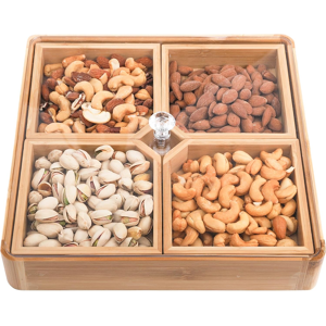 Branded Bamboo Nut And Candy Serving Tray, Party Appetizer Platter And Veggie Dish, Cand Branded Bamboo Nut And Candy Serving Tray, Party Appetizer Platter And Veggie Dish, Cand