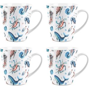 Purely Home Sea Life Latte Mugs - Ocean Themed Ceramic Coffee Cups Present/gift - Set Of 4 Purely Home Sea Life Latte Mugs - Ocean Themed Ceramic Coffee Cups Present/gift - Set Of 4