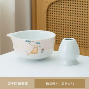 Does Not Apply Matcha Kit Hand-Painted Japanese Cute Cat Ceramic Matcha Bowl With Spout And Tea Does Not Apply Matcha Kit Hand-Painted Japanese Cute Cat Ceramic Matcha Bowl With Spout And Tea