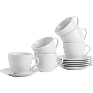 Argon Tableware 24 Piece Classic White Cappuccino Cup & Saucer Set Tea Coffee Mugs 320ml Argon Tableware 24 Piece Classic White Cappuccino Cup & Saucer Set Tea Coffee Mugs 320ml