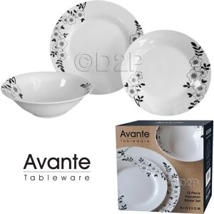 Avante Kitchen 12pc Dinner Set Porcelain Design Side Plates Bowls Tableware Cutlery Avante Kitchen 12pc Dinner Set Porcelain Design Side Plates Bowls Tableware Cutlery