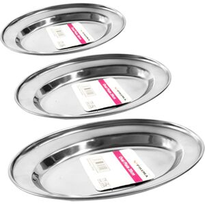 Prima Set Of 3 Oval Silver Serving Plate Dinner Tray Platter Mirror Polished Tableware Prima Set Of 3 Oval Silver Serving Plate Dinner Tray Platter Mirror Polished Tableware