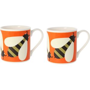 Wrendale Designs Set Of 2 Orla Kiely Orange Busy Bee Bird Quite Big Large Mug - 400ml Wrendale Designs Set Of 2 Orla Kiely Orange Busy Bee Bird Quite Big Large Mug - 400ml