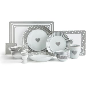 The Waterside 56pc Grey Heart Dinner Set - No Cutlery The Waterside 56pc Grey Heart Dinner Set - No Cutlery