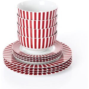 Waterside 12pc Burgundy Stripe Porcelain Dinner Set Waterside 12pc Burgundy Stripe Porcelain Dinner Set
