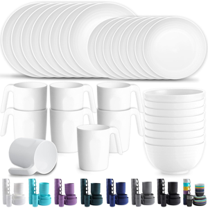 Does Not Apply Plastic Dinnerware Sets Of 32 Pieces Service For 8, Unbreakable And Reusable Lig Does Not Apply Plastic Dinnerware Sets Of 32 Pieces Service For 8, Unbreakable And Reusable Lig