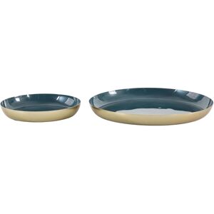 Brown And Ginger Teal Blue & Gold Metal Decorative Trays Set Of 2 (1x21cm & 1x31cm) Brown And Ginger Teal Blue & Gold Metal Decorative Trays Set Of 2 (1x21cm & 1x31cm)