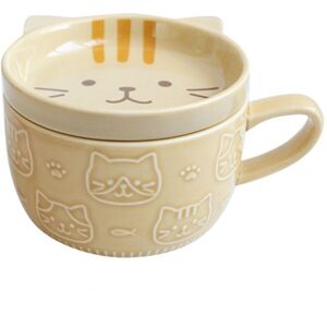Sodial 2x(Cute Japanese Cartoon Coffee Cup With Lid - Ceramic Breakfast Milk Cup6396 Sodial 2x(Cute Japanese Cartoon Coffee Cup With Lid - Ceramic Breakfast Milk Cup6396