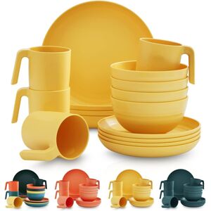 Kyraton Plastic Dinnerware Set Of 16 Pieces, Unbreakable And Reusable Light Wei Kyraton Plastic Dinnerware Set Of 16 Pieces, Unbreakable And Reusable Light Wei