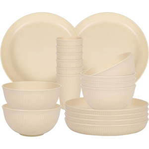 Sagiterra Camping Plates, Unbreakable Dinner Sets For 6, 18 Pcs Plastic Picnic Set For Par Sagiterra Camping Plates, Unbreakable Dinner Sets For 6, 18 Pcs Plastic Picnic Set For Par