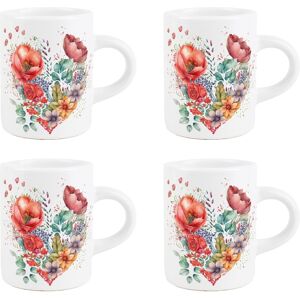 Purely Home Floral Heart Espresso Mugs Set - Mini Ceramic Coffee Cups Gift - Set Of 4 Purely Home Floral Heart Espresso Mugs Set - Mini Ceramic Coffee Cups Gift - Set Of 4