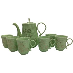 Rammento 8 Piece Tea Pot Set & Cup Set Green Porcelain Teapot With Matching Cups & Tray Rammento 8 Piece Tea Pot Set & Cup Set Green Porcelain Teapot With Matching Cups & Tray