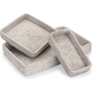Ignpion Set Of 3 Rattan Serving Tray Decorative Display Table Storage With Hand Ignpion Set Of 3 Rattan Serving Tray Decorative Display Table Storage With Hand