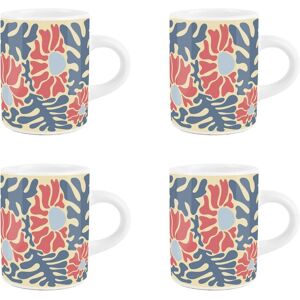 Purely Home Retro Coral Blossom Espresso Mugs - Mini Ceramic Coffee Cup Gift Set Of 4 Purely Home Retro Coral Blossom Espresso Mugs - Mini Ceramic Coffee Cup Gift Set Of 4