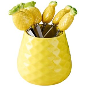 Sodial 2x(Cute Ceramic Jar Fruit Fork Set 304 Stainless Steel Cake Fork Home Party4430 Sodial 2x(Cute Ceramic Jar Fruit Fork Set 304 Stainless Steel Cake Fork Home Party4430