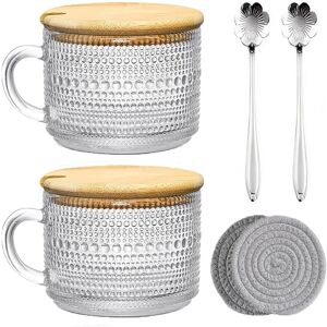 Sodial Vintage Coffee Glass Mugs Set Of 2, Glass Coffee Tea Cups With Bamboo Lids,1047 Sodial Vintage Coffee Glass Mugs Set Of 2, Glass Coffee Tea Cups With Bamboo Lids,1047