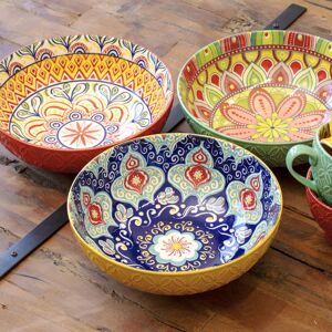 Darthome Set Of 3 Tuscany Serving Bowls 26cm Ceramic Mediterranean Kitchen Salad Food Darthome Set Of 3 Tuscany Serving Bowls 26cm Ceramic Mediterranean Kitchen Salad Food