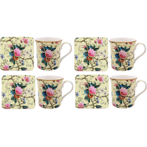 4 X Vintage Cream William Kilburn Design Mug & Coaster Set Leonardo Collection 4 X Vintage Cream William Kilburn Design Mug & Coaster Set Leonardo Collection