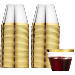 Sodial 3x(60pcs Gold Rimmed Plastic Cups Party Wine Glasses For Champagne Cocktail4450 Sodial 3x(60pcs Gold Rimmed Plastic Cups Party Wine Glasses For Champagne Cocktail4450