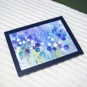 Darthome Blue Cornflower Lap Tray Faux Leather Floral Art Cushioned Padded Dinner Serving Darthome Blue Cornflower Lap Tray Faux Leather Floral Art Cushioned Padded Dinner Serving
