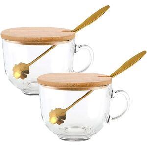 Sodial 3x(Coffee Mugs With Handle, Glass Cups With Bamboo Lids&cherry Blossom3881 Sodial 3x(Coffee Mugs With Handle, Glass Cups With Bamboo Lids&cherry Blossom3881