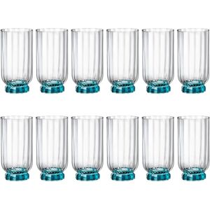 12x Bormioli Rocco Florian Highball Glasses Glass Drinking Tumblers 430ml Blue 12x Bormioli Rocco Florian Highball Glasses Glass Drinking Tumblers 430ml Blue