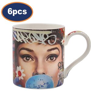 Lesser & Pavey Coffee Mug Ceramic Cup 350ml Fashion Icon Novelty 6pcs Design Audrey Print Gift Lesser & Pavey Coffee Mug Ceramic Cup 350ml Fashion Icon Novelty 6pcs Design Audrey Print Gift