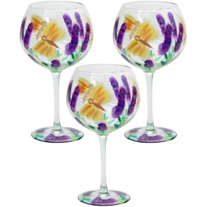 Lesser & Pavey 3pc Hand Painted Gin Glass Butterfly Balloon Copa Tonic Cocktail Floral Flower Lesser & Pavey 3pc Hand Painted Gin Glass Butterfly Balloon Copa Tonic Cocktail Floral Flower