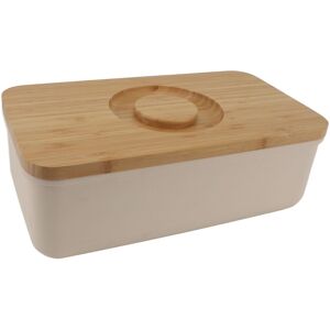 (Beige)Butter Dish With Wooden Lid Keep Freshness Large Capacity Modern Bread Gb (Beige)Butter Dish With Wooden Lid Keep Freshness Large Capacity Modern Bread Gb
