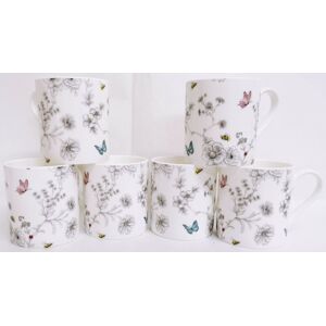 Rainbow Decors Ltd Secret Garden Mugs Set 6 Bone China Balmoral 9.5 Oz Cups Floral Butterflies Bees Rainbow Decors Ltd Secret Garden Mugs Set 6 Bone China Balmoral 9.5 Oz Cups Floral Butterflies Bees