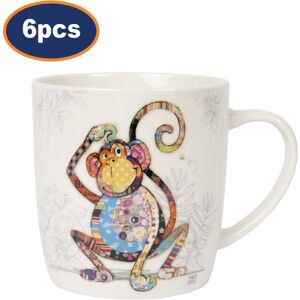 Lesser & Pavey Ceramic Mug 6pcs Bug Art Monty Monkey Coffee Cup Animal Collectible Gift Idea Lesser & Pavey Ceramic Mug 6pcs Bug Art Monty Monkey Coffee Cup Animal Collectible Gift Idea