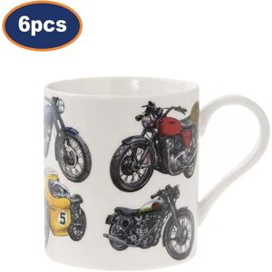 Lesser & Pavey Coffee Mug Set Fine China 350ml Cups Vintage Motorbike Themed Drinkware 6pcs Lesser & Pavey Coffee Mug Set Fine China 350ml Cups Vintage Motorbike Themed Drinkware 6pcs