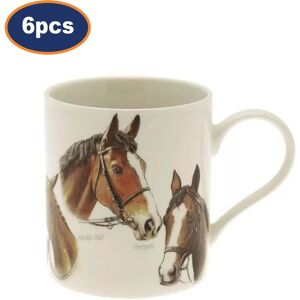Lesser & Pavey Coffee Mug Set Fine China 350ml White Cup Horses Themed Drinkware Tea Choco 6pcs Lesser & Pavey Coffee Mug Set Fine China 350ml White Cup Horses Themed Drinkware Tea Choco 6pcs