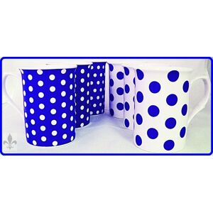 Fromeuropewithlove Blue Dots & Spots Mugs Set Of 6 Fine Bone China Castle Cups Hand Decorated In Uk Fromeuropewithlove Blue Dots & Spots Mugs Set Of 6 Fine Bone China Castle Cups Hand Decorated In Uk