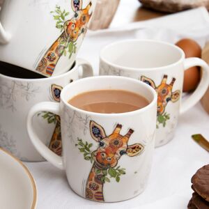Darthome Set Of 4 Giraffe Bug Art Mugs Fine China 300ml Novelty Animal Tea Coffee Cups Darthome Set Of 4 Giraffe Bug Art Mugs Fine China 300ml Novelty Animal Tea Coffee Cups