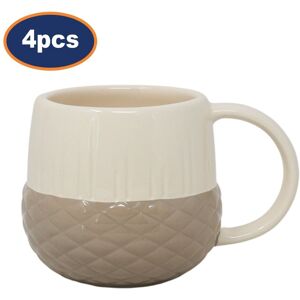 Kensington Ceramic Mug Embossed Acorn 360ml Novelty Cups Hot Drinks Coffee Tea Neutral 4pcs Kensington Ceramic Mug Embossed Acorn 360ml Novelty Cups Hot Drinks Coffee Tea Neutral 4pcs