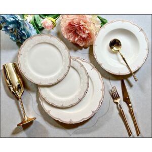 Luxury White And Gold 24 Piece New Bone China 6 Piece Dinnerware Set By Konigtum Luxury White And Gold 24 Piece New Bone China 6 Piece Dinnerware Set By Konigtum