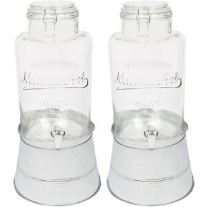 Rink Drink 2x 8.7l Glass Drinks Dispensers With Tap & Silver Bucket Stand Cold Water Jug Rink Drink 2x 8.7l Glass Drinks Dispensers With Tap & Silver Bucket Stand Cold Water Jug