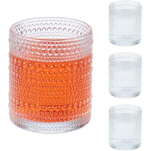 Relaxdays Drinking Glasses Set 4 Long Drink Mojito Juice Water Vintage Pattern 410ml Relaxdays Drinking Glasses Set 4 Long Drink Mojito Juice Water Vintage Pattern 410ml