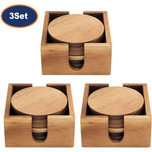 Apollo Round Coasters With Square Holder Mug Cup Drink Pads Tabletop Wooden Mats 18pcs Apollo Round Coasters With Square Holder Mug Cup Drink Pads Tabletop Wooden Mats 18pcs