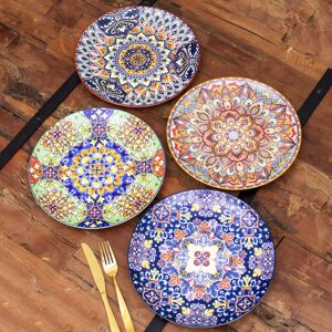 Darthome Set Of 4 Tuscany Mandala Dinner Plates Ceramic Mediterranean Dining Tableware Darthome Set Of 4 Tuscany Mandala Dinner Plates Ceramic Mediterranean Dining Tableware