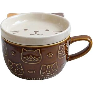Sodial 3x(Cute Japanese Cartoon Coffee Cup With Lid - Ceramic Breakfast Milk Cup3523 Sodial 3x(Cute Japanese Cartoon Coffee Cup With Lid - Ceramic Breakfast Milk Cup3523