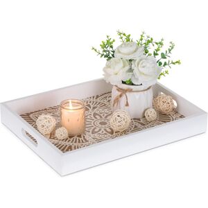 Hanobe Decorative Serving Tray White: Coffee Table With Handles For Ottoman Cen Hanobe Decorative Serving Tray White: Coffee Table With Handles For Ottoman Cen