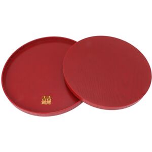 Round 4pcs Serving Tray Chinese Style Red Wedding Tea Coffee Snack Plate Woo❀ Round 4pcs Serving Tray Chinese Style Red Wedding Tea Coffee Snack Plate Woo❀