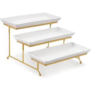 Malacasa 3 Tier Serving Trays For Party, 14 Inch Porcelain White Trays For Serv Malacasa 3 Tier Serving Trays For Party, 14 Inch Porcelain White Trays For Serv
